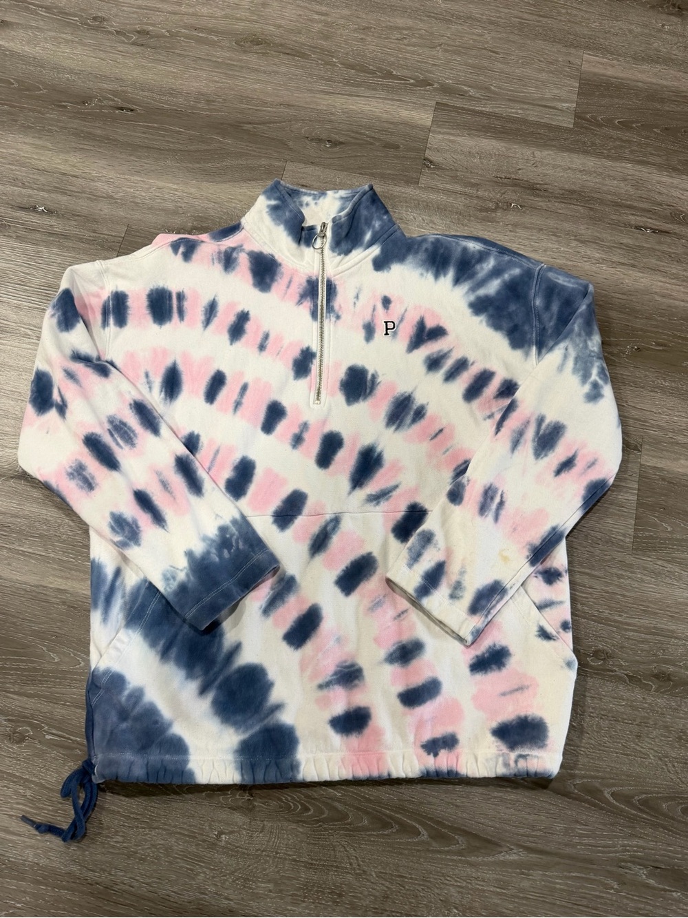 PINK Victoria's Secret Tie-Dye Quarter-Zip Pullover - Pink & Blue